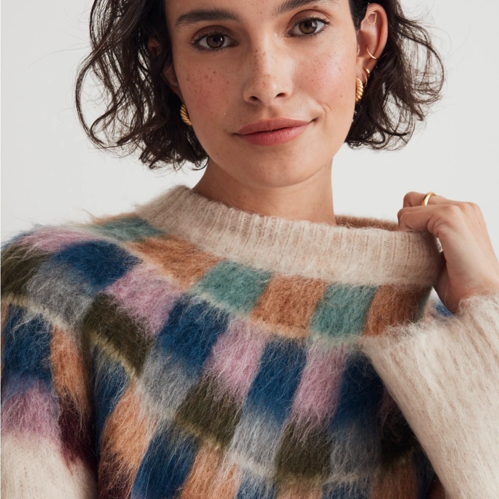 Madewell Brushed Checkerboard Fair IsleOversized Sweater Small